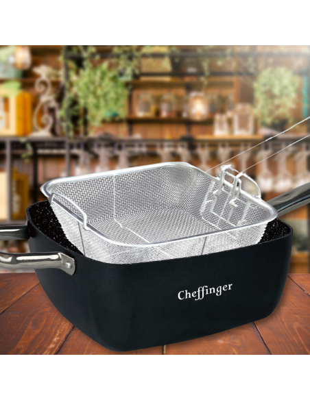 Cheffinger CF-FA04 Ensemble de 4 poêles à frire carrées enduites de marbre