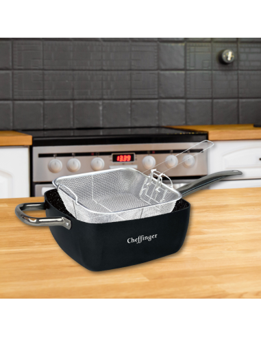 Cheffinger CF-FA04 Ensemble de 4 poêles à frire carrées enduites de marbre