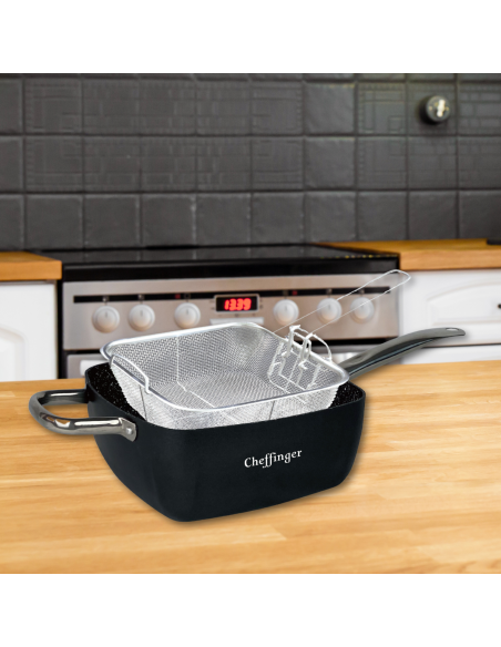 Cheffinger CF-FA04 Ensemble de 4 poêles à frire carrées enduites de marbre