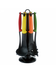 Cheffinger CF-UT01 Set d'ustensiles 6 pièces avec support rotatif Coloré