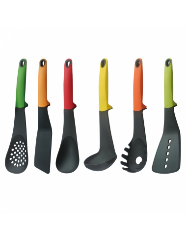 Cheffinger CF-UT01 Set d'ustensiles 6 pièces avec support rotatif Coloré