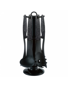 Cheffinger CF-UT03 Set d'ustensiles 6 pièces avec support rotatif Noir