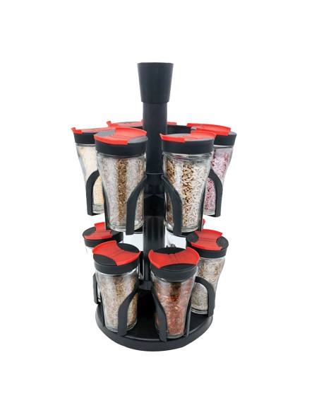 Herzberg Étagère à épices avec 12 bocaux en verre