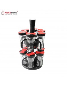 Herzberg Étagère à épices avec 12 bocaux en verre 2