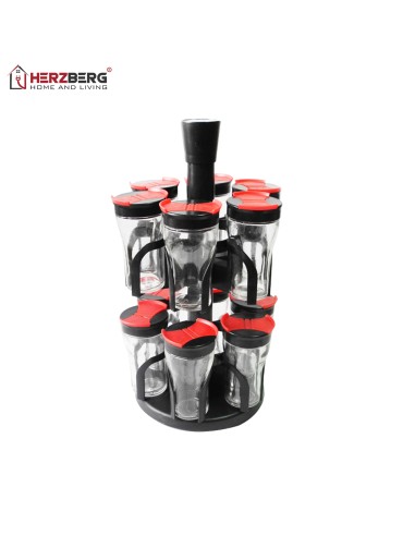 Herzberg Étagère à épices avec 12 bocaux en verre