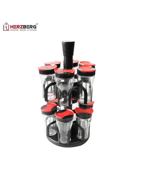 Herzberg Étagère à épices avec 12 bocaux en verre