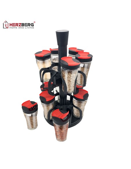 Herzberg Étagère à épices avec 12 bocaux en verre