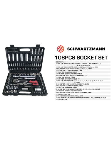 Schwartzman Ensemble d'outils à main de 108 pièces