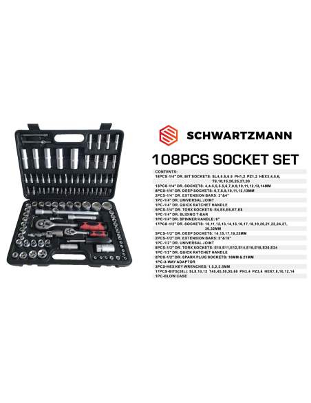 Schwartzman Ensemble d'outils à main de 108 pièces