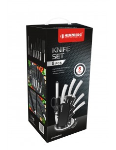 Herzberg Ensemble de 8 couteaux avec support en acrylique Argent 2