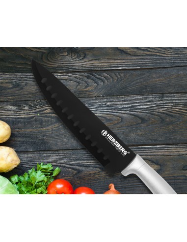 Herzberg Ensemble de 8 couteaux avec support en acrylique Argent