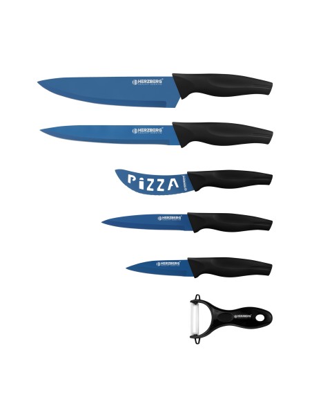 Herzberg Ensemble de 5 couteaux enduits de marbre Bleu