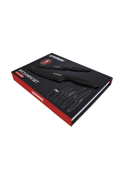 Herzberg Ensemble de couteaux enduits de marbre 5 pièces Marbre noir