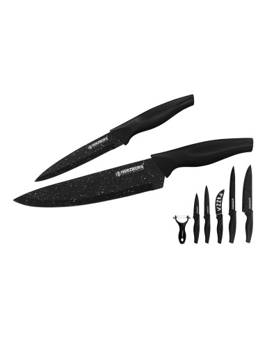 Herzberg Ensemble de couteaux enduits de marbre 5 pièces Marbre noir