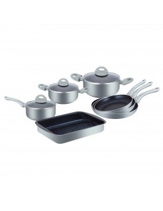Herzberg Batterie de cuisine enduite de marbre 10 pièces Argent