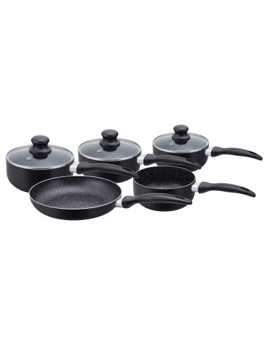 Herzberg HG-5003BK  Batterie de cuisine en marbre 8 pièces Noir