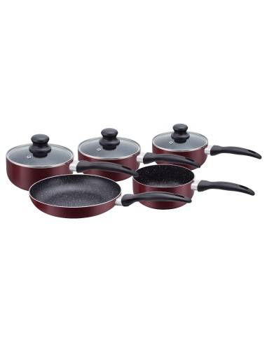 Herzberg HG-5003BR  Batterie de cuisine en marbre 8 pièces Bourgogne
