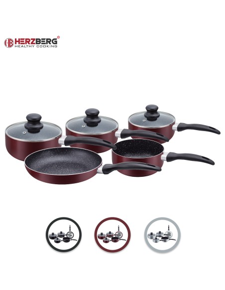 Herzberg HG-5003BR  Batterie de cuisine en marbre 8 pièces Bourgogne