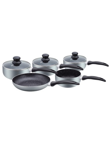 Herzberg HG-5003SL  Batterie de cuisine en marbre 8 pièces Argent